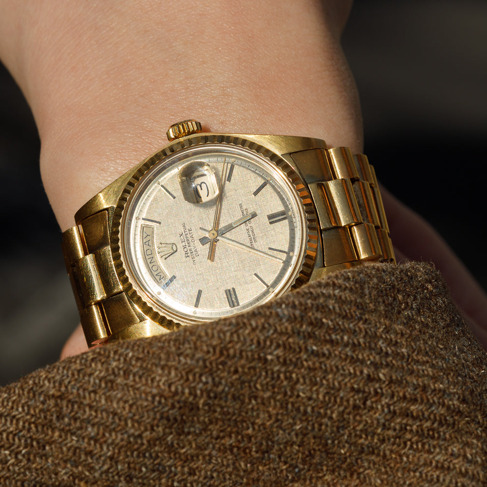 ROLEX DAY-DATE Ref.1803 Linen with BOX and Double Warranty Papers