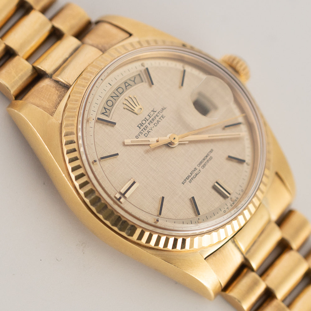 ROLEX DAY-DATE Ref.1803 Linen with BOX and Double Warranty Papers