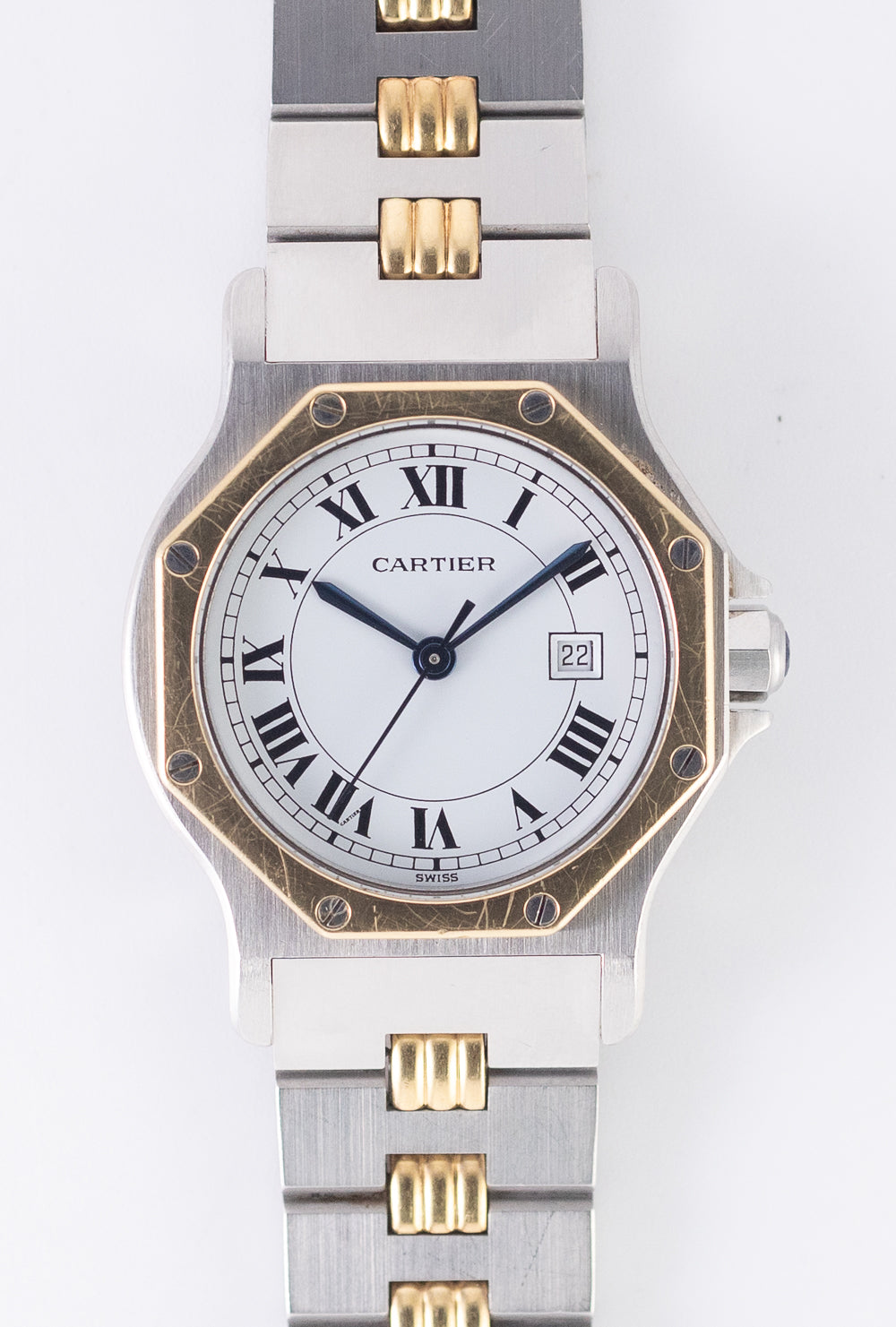 CARTIER LM SANTOS OCTAGON Automatic Ref.2966 Godron Bracelet