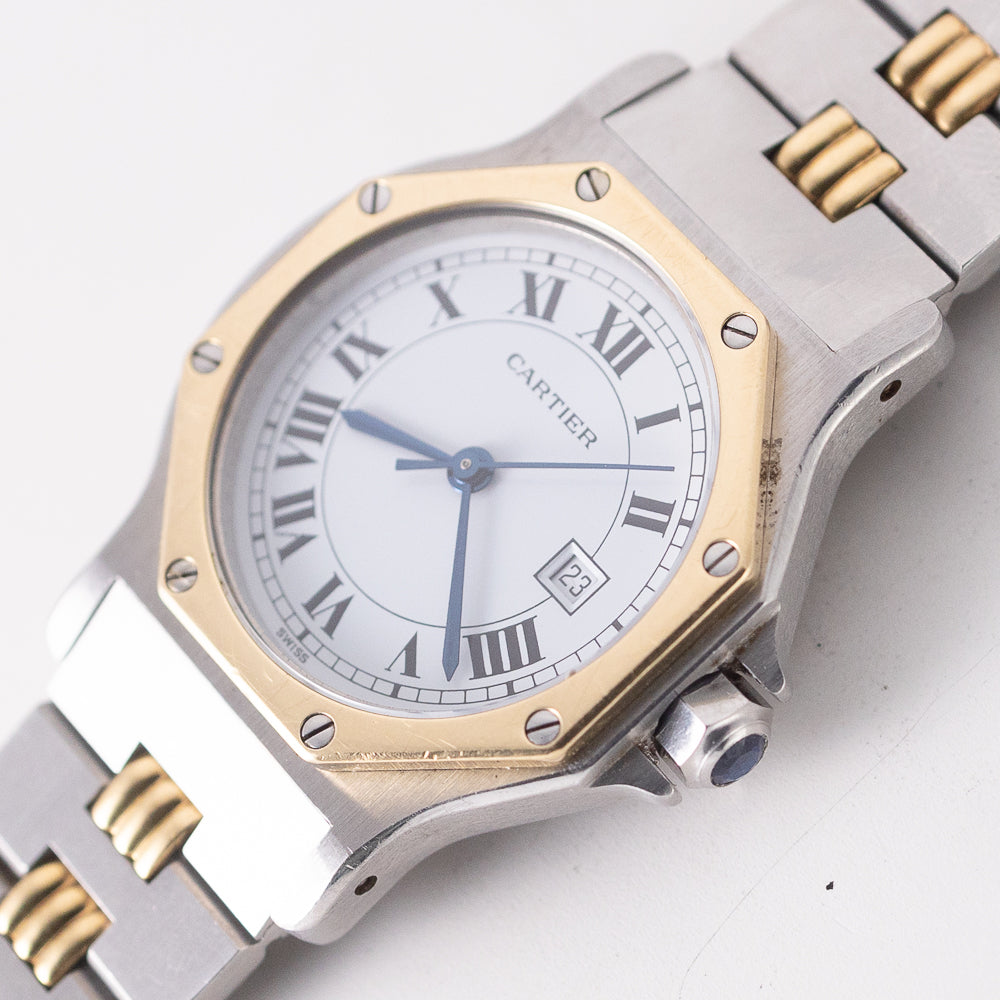 CARTIER LM SANTOS OCTAGON Automatic Ref.2966 Godron Bracelet