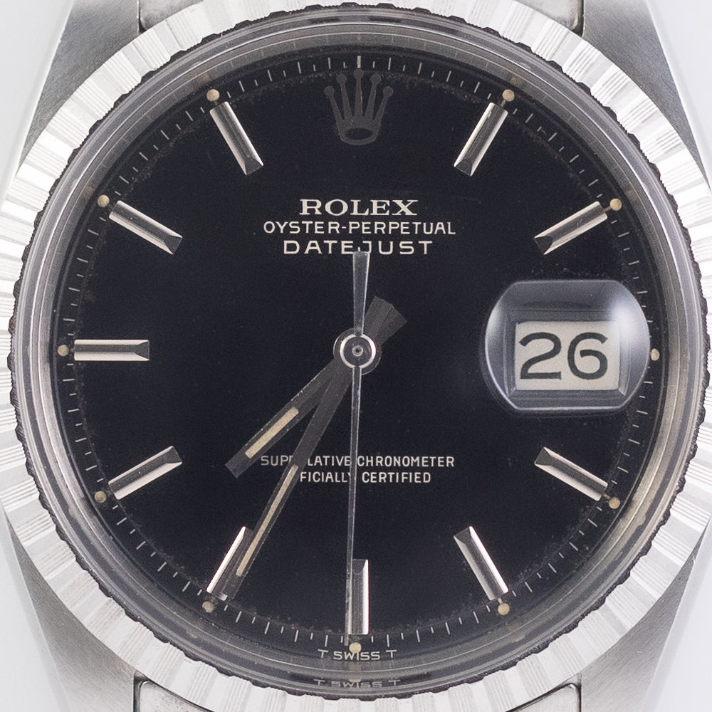 ROLEX DATEJUST Ref.1603 Glossy Black Gilt Dial