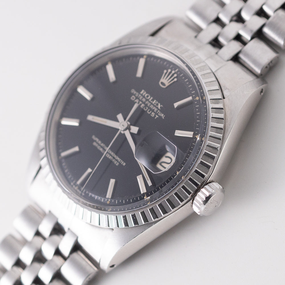 ROLEX DATEJUST Ref.1603 Glossy Black Gilt Dial