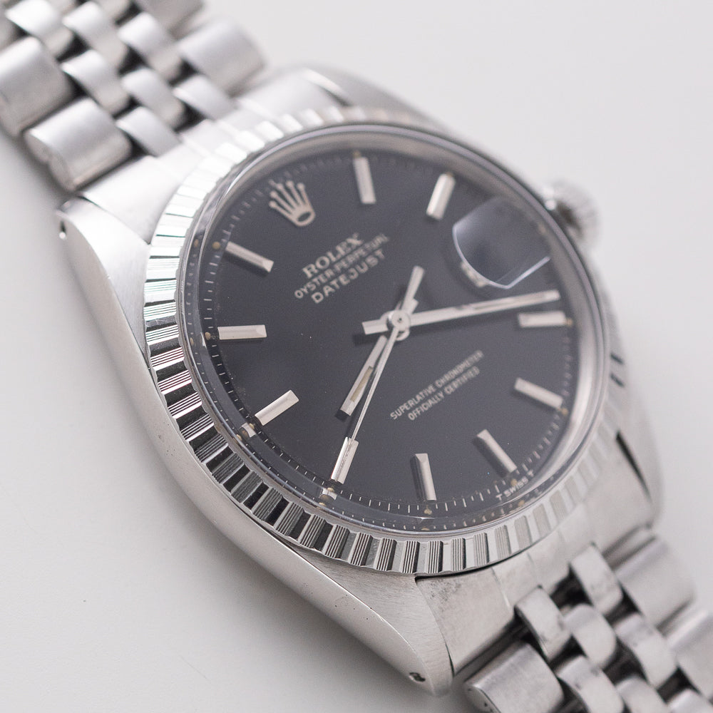 ROLEX DATEJUST Ref.1603 Glossy Black Gilt Dial