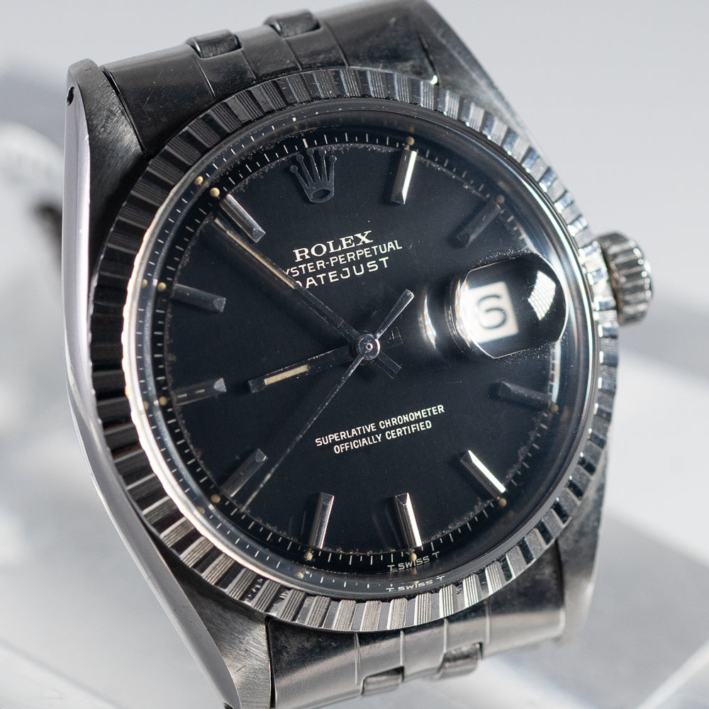 ROLEX DATEJUST Ref.1603 Glossy Black Gilt Dial