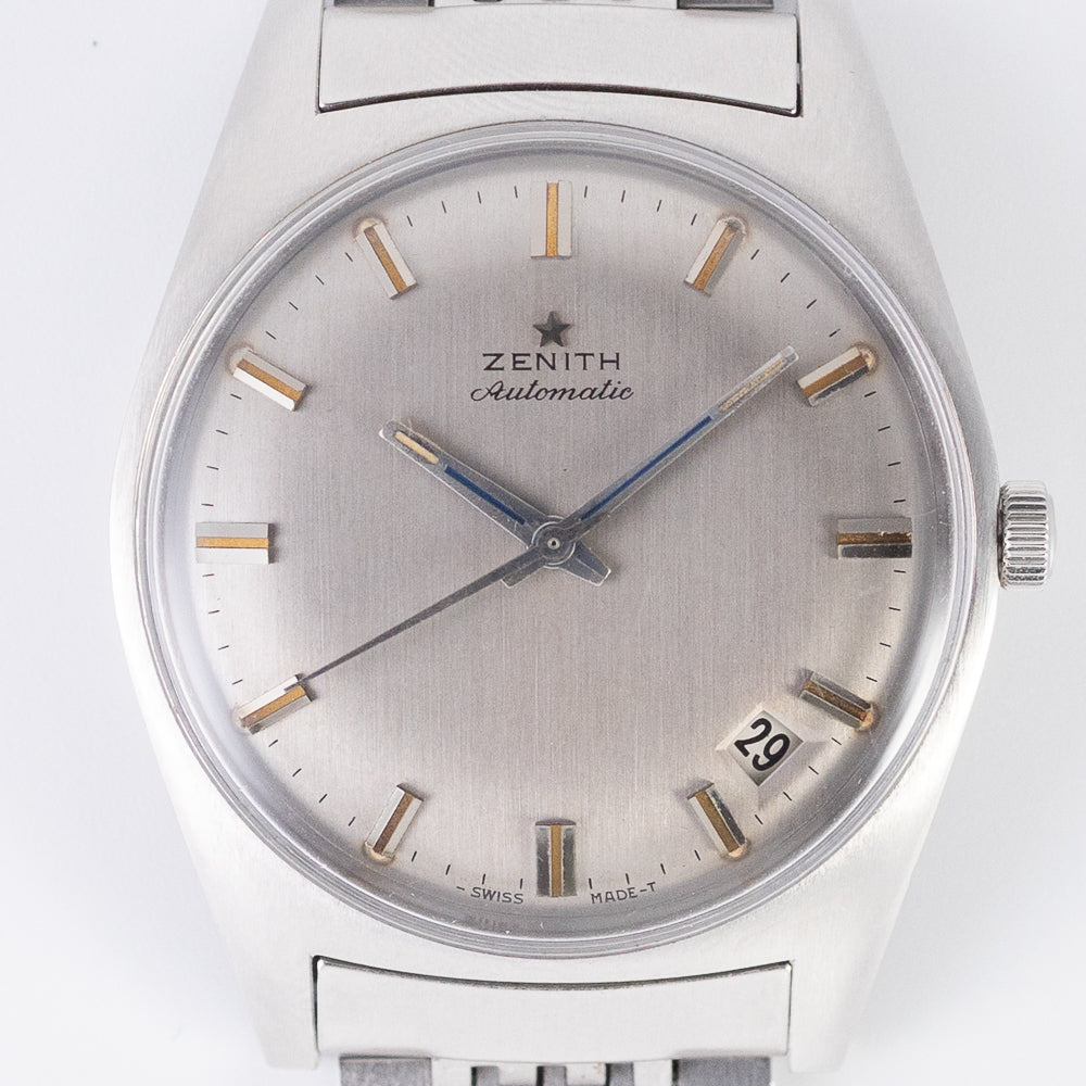 ZENITH Gray Dial Cal.2542 rare Blue Hand
