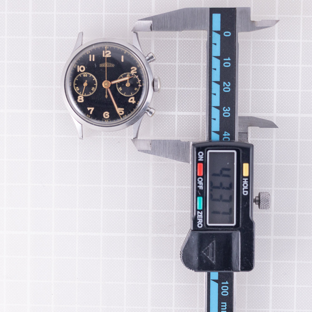 ANGELUS waterploof Micro Pusher Chronograph Black Gilt Dial Cal.215