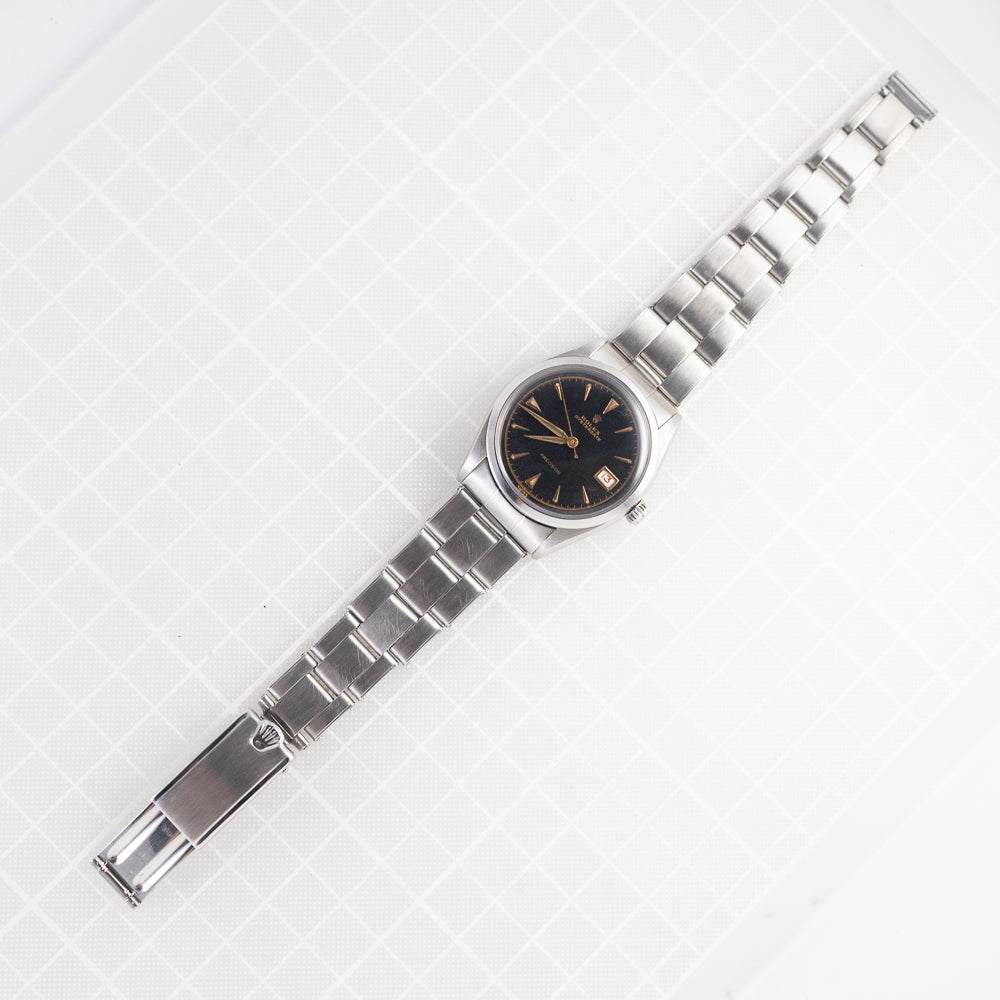 ROLEX OYSTERDATE Black Gilt Debossed Dial Ref.6294