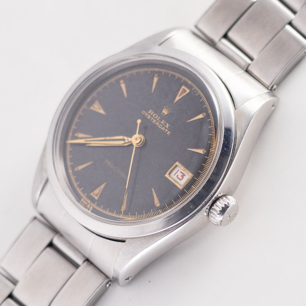 ROLEX OYSTERDATE Black Gilt Debossed Dial Ref.6294