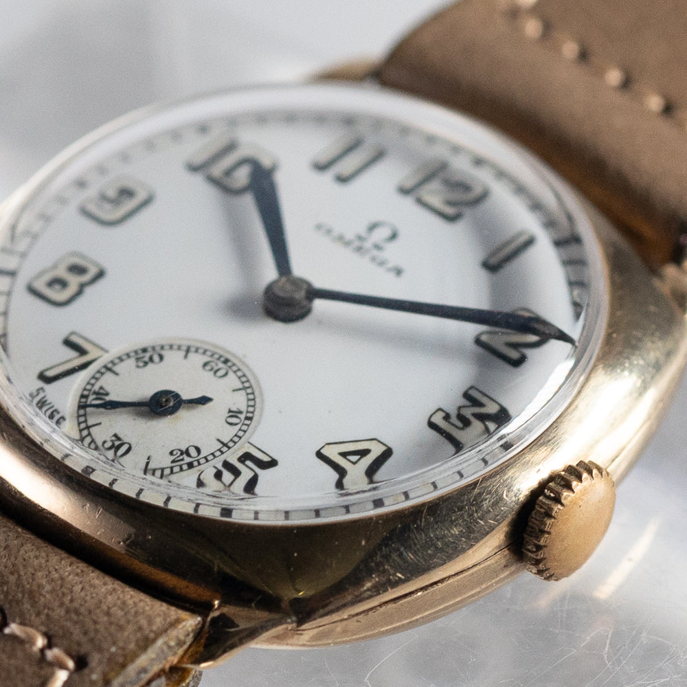 OMEGA NO CRACK Porcelain Dial 9K Yellow Gold DENNISON Ref.12701