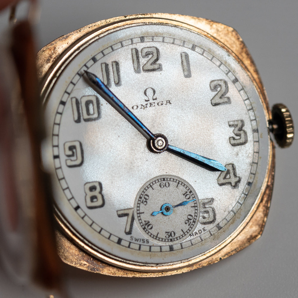 OMEGA NO CRACK Porcelain Dial 9K Yellow Gold DENNISON Ref.12701