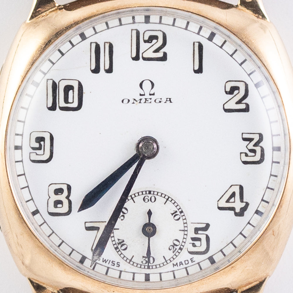 OMEGA NO CRACK Porcelain Dial 9K Yellow Gold DENNISON Ref.12701