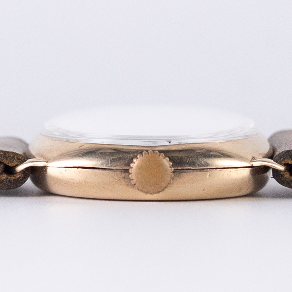 OMEGA NO CRACK Porcelain Dial 9K Yellow Gold DENNISON Ref.12701
