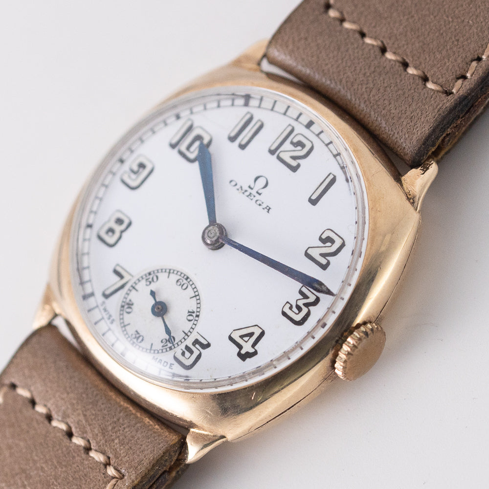 OMEGA NO CRACK Porcelain Dial 9K Yellow Gold DENNISON Ref.12701
