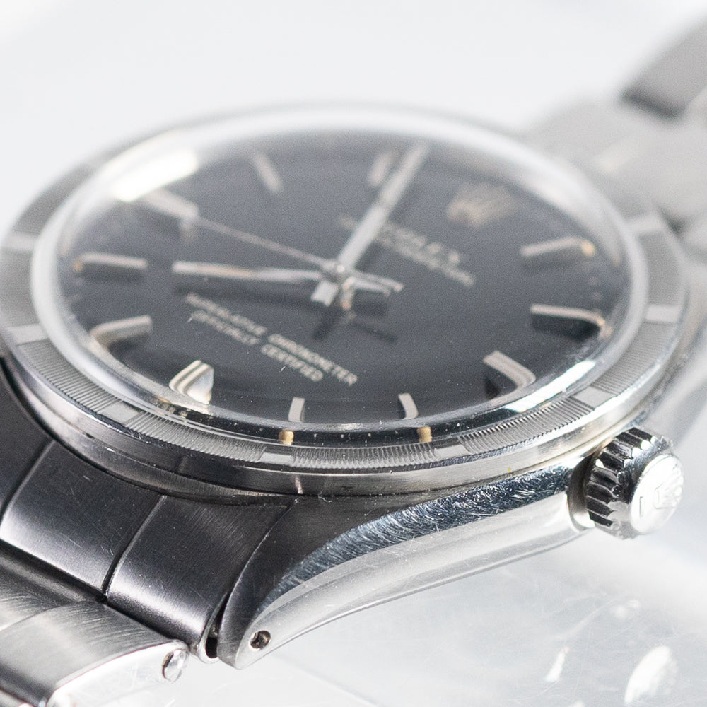 ROLEX OYSTER PERPETUAL Black Gilt Dial Ref.1007 BOX and Paper