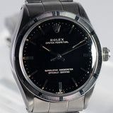 ROLEX OYSTER PERPETUAL Black Gilt Dial Ref.1007 BOX and Paper
