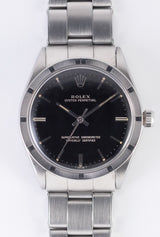 ROLEX OYSTER PERPETUAL Black Gilt Dial Ref.1007 BOX and Paper