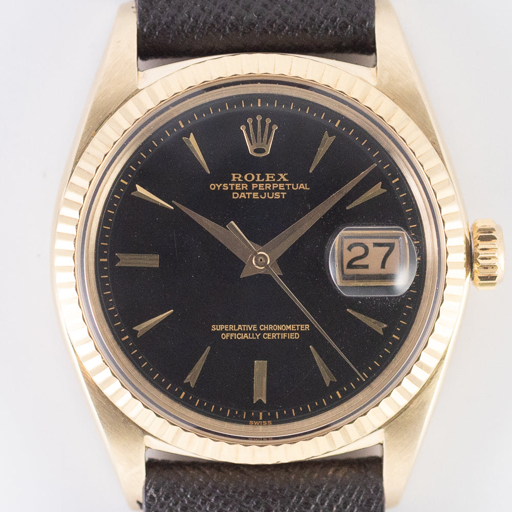 ROLEX DATEJUST 14KYG Black Gilt No lum Ref.1601