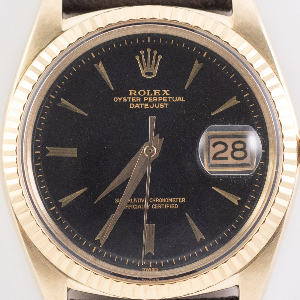 ROLEX DATEJUST 14KYG Black Gilt No lum Ref.1601