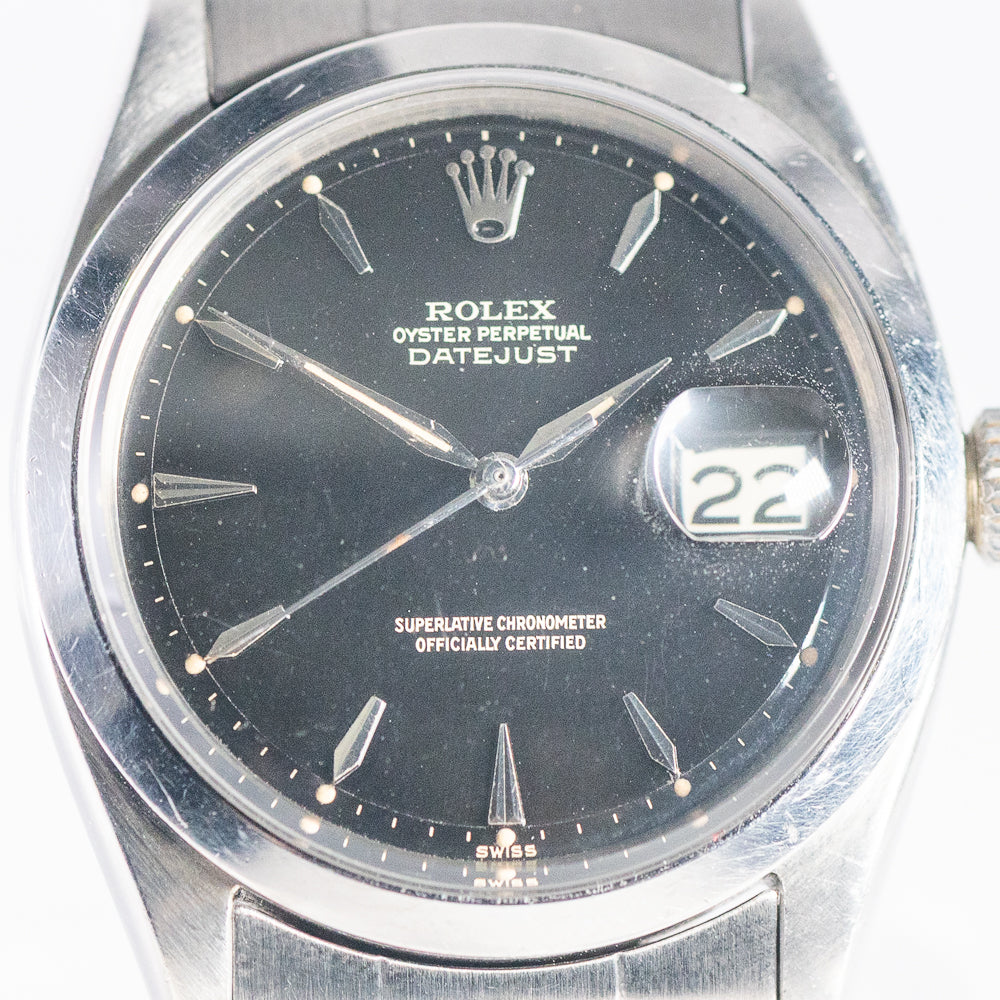ROLEX DATEJUST Ref.1600 Glossy Black Gilt Dial