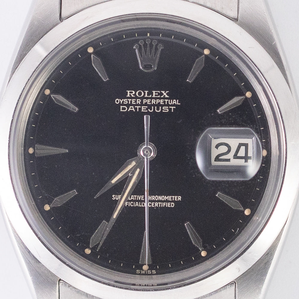 ROLEX DATEJUST Ref.1600 Glossy Black Gilt Dial