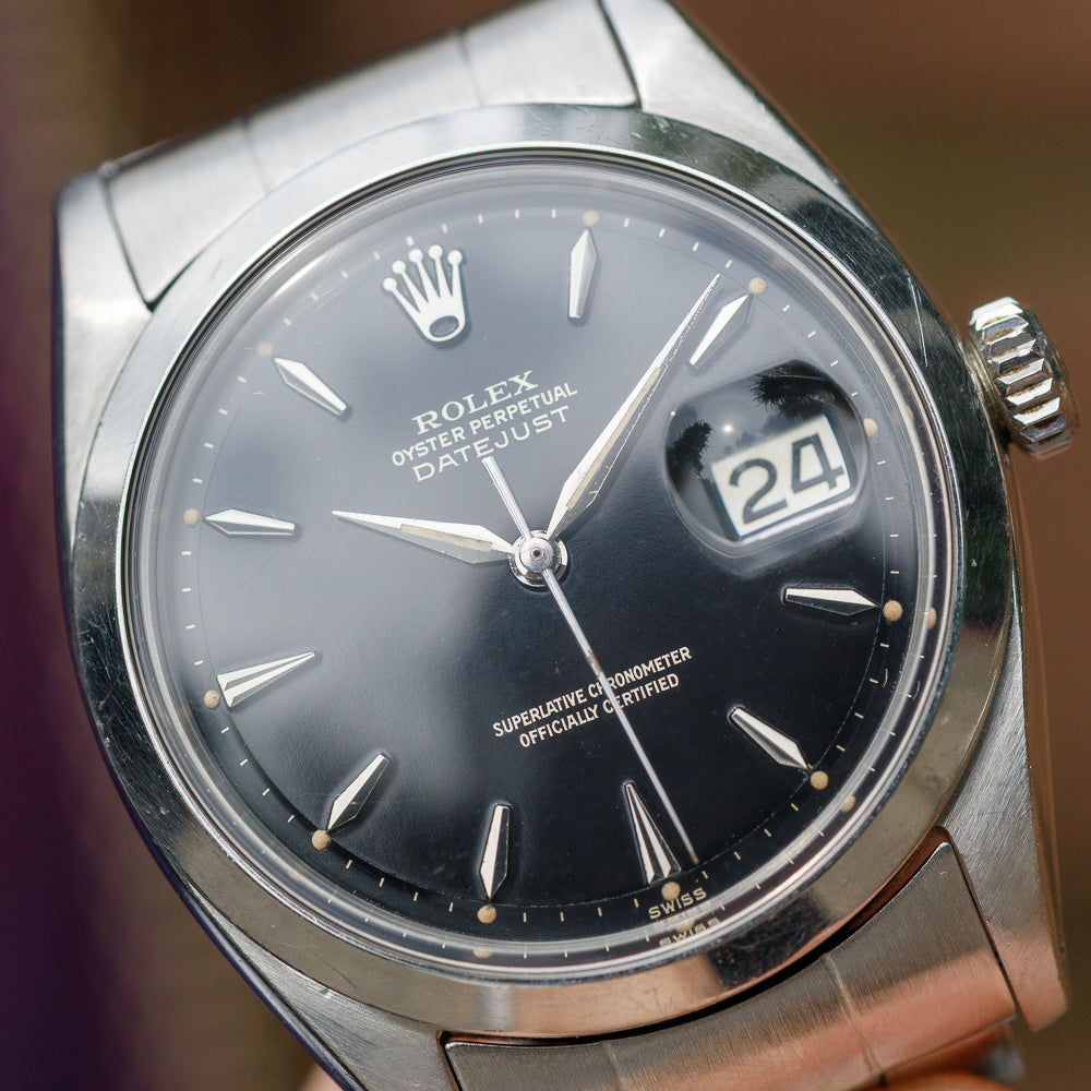 ROLEX DATEJUST Ref.1600 Glossy Black Gilt Dial