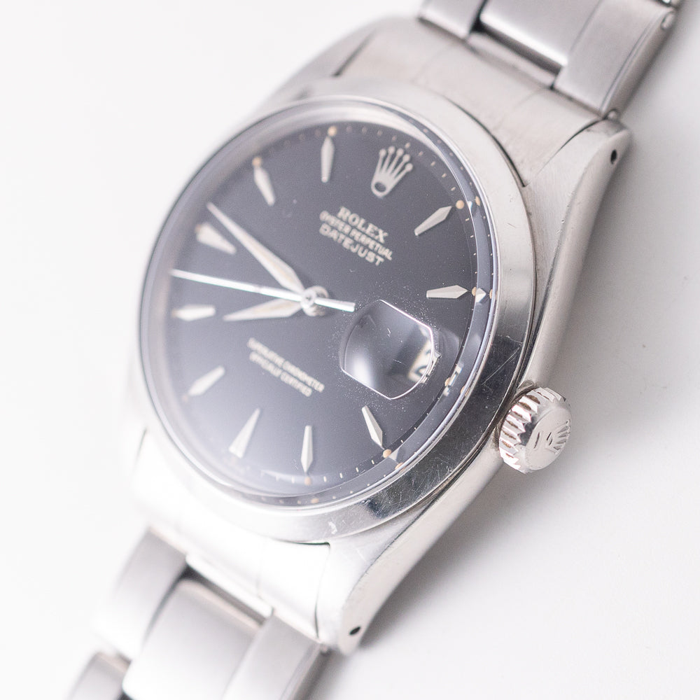 ROLEX DATEJUST Ref.1600 Glossy Black Gilt Dial