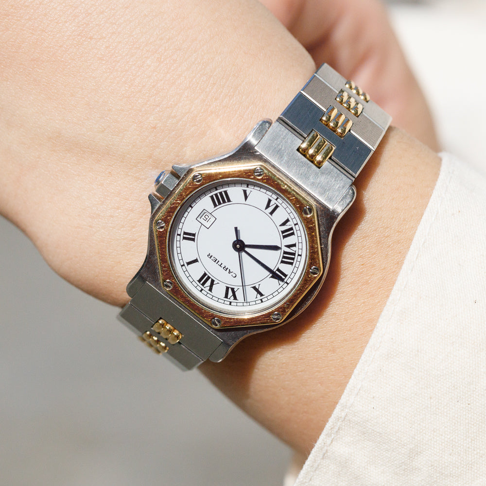 CARTIER LM SANTOS OCTAGON Automatic Ref.2966 Godron Bracelet