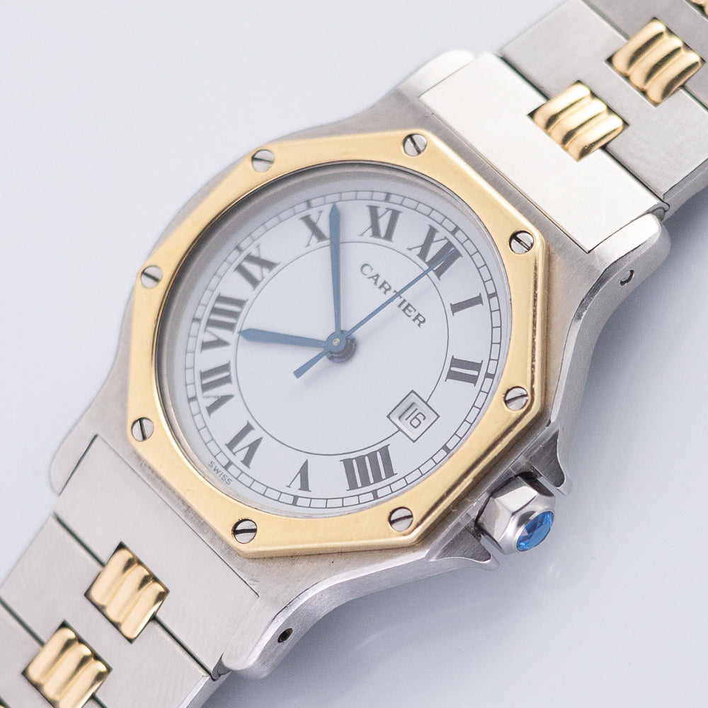 CARTIER LM SANTOS OCTAGON Automatic Ref.2966 Godron Bracelet