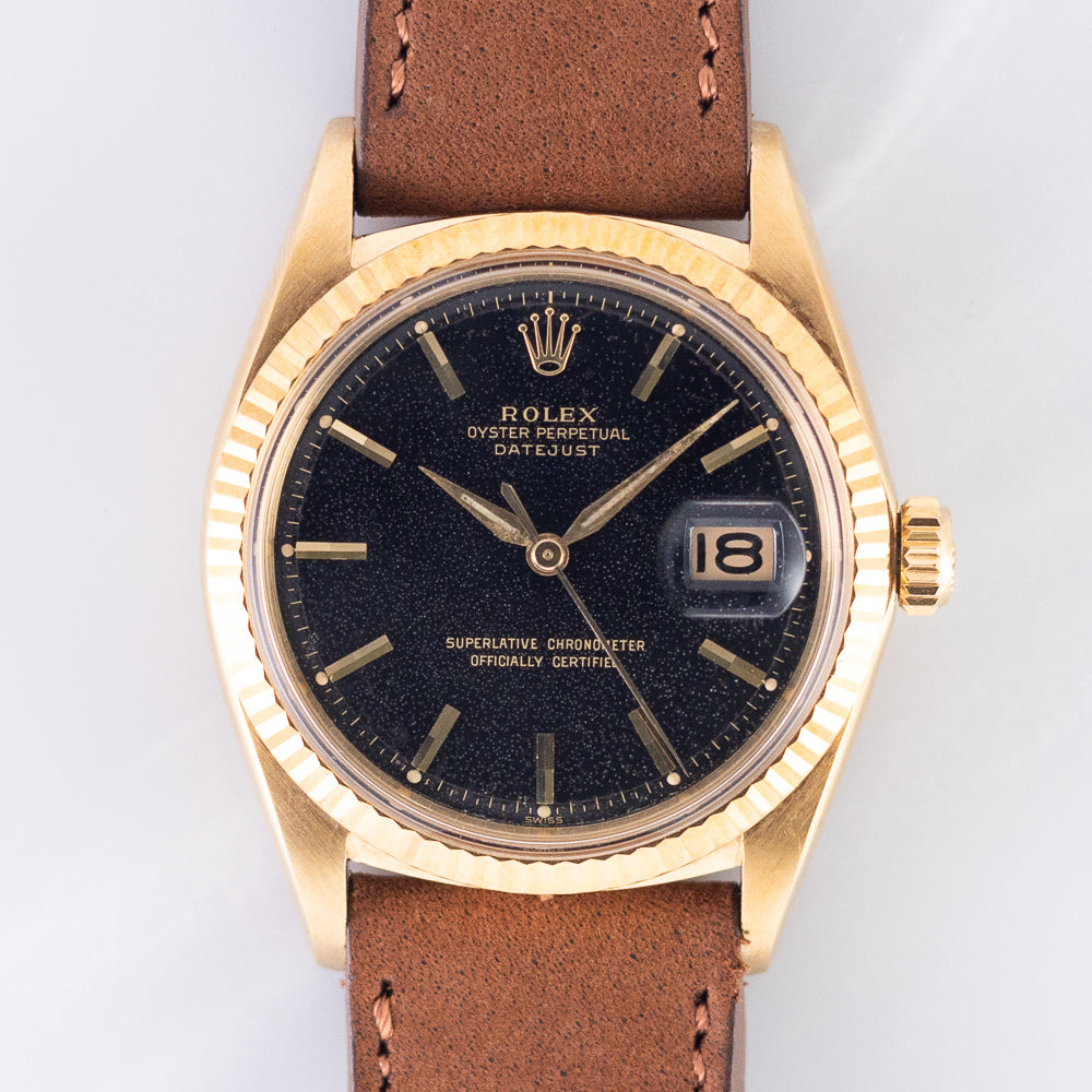 ROLEX DATEJUST Ref.1601 14K Yellow Gold Black Gilt Dial – TIMEANAGRAM