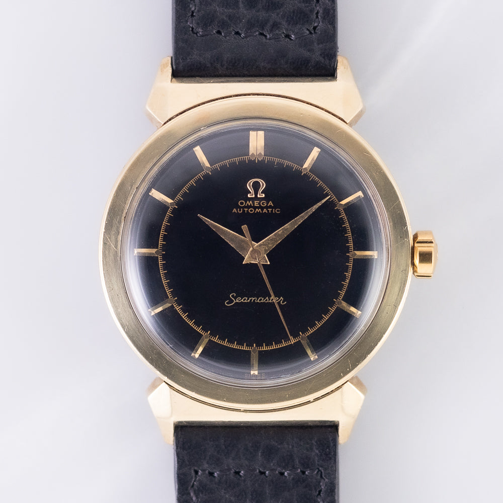 OMEGA Seamaster Ref.14350-2SC Hooded Lugs Black Gilt Dial Bumper