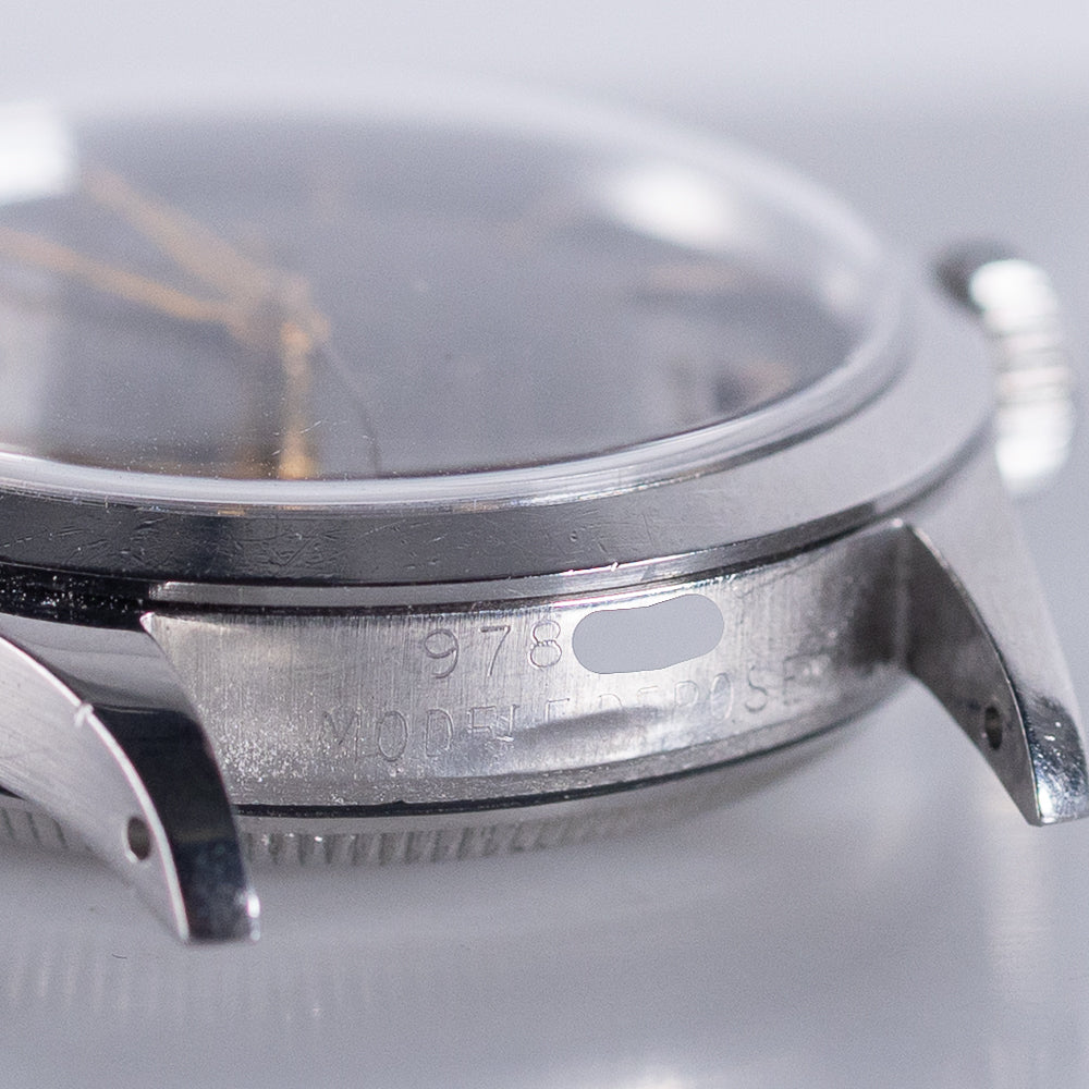ROLEX OYSTER PERPETUAL Ref.6332 Semi-Bubbleback Black Gilt Step Dial WAB Bracelet