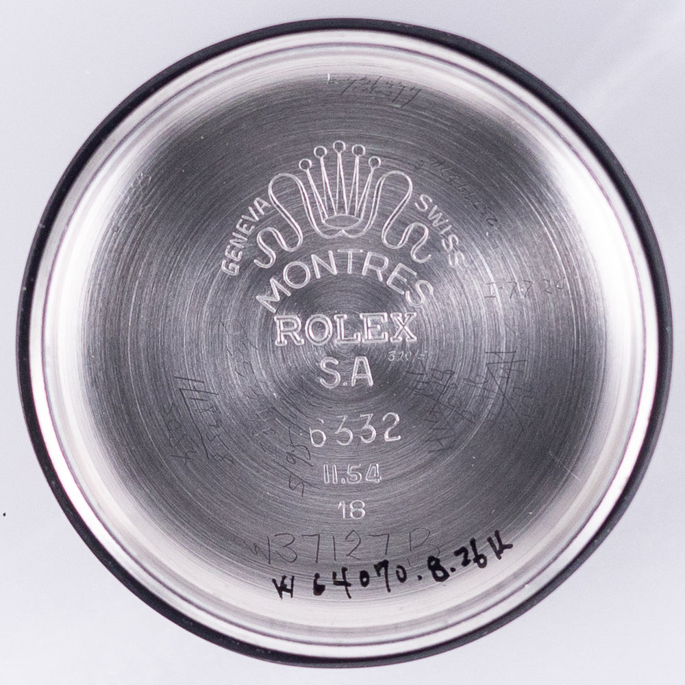 ROLEX OYSTER PERPETUAL Ref.6332 Semi-Bubbleback Black Gilt Step Dial WAB Bracelet