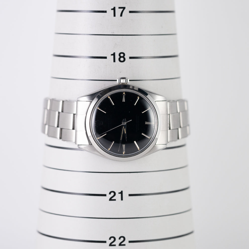 ROLEX OYSTER PERPETUAL Ref.1002 Black Gloss Dial with Silver Surface Printing