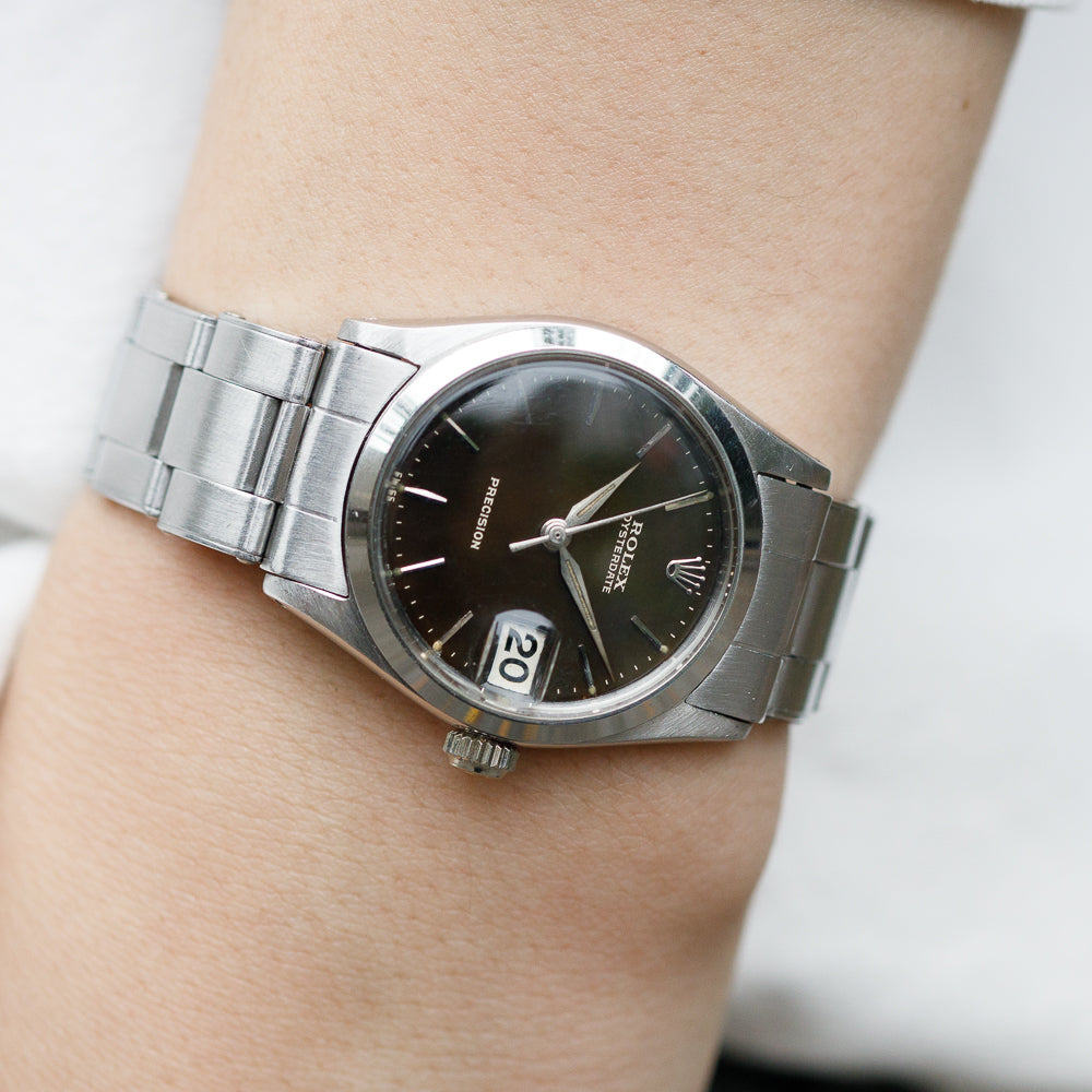ROLEX OYSTERDATE Ref.6466 Black Gilt Tropical Dial