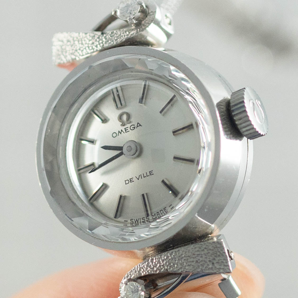 【BtoB】OMEGA DE VILLE Ladies Ref.BF611.5615 Cocktail Watch/Cut Glass/Two Point Diamond Cal.485