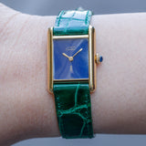 CARTIER SM must de tank Lapis Blue Dial