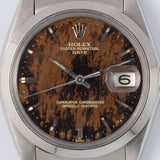 ROLEX OYSTER PERPETUAL DATE REF.1500 BLACK GILT PATINA DIAL