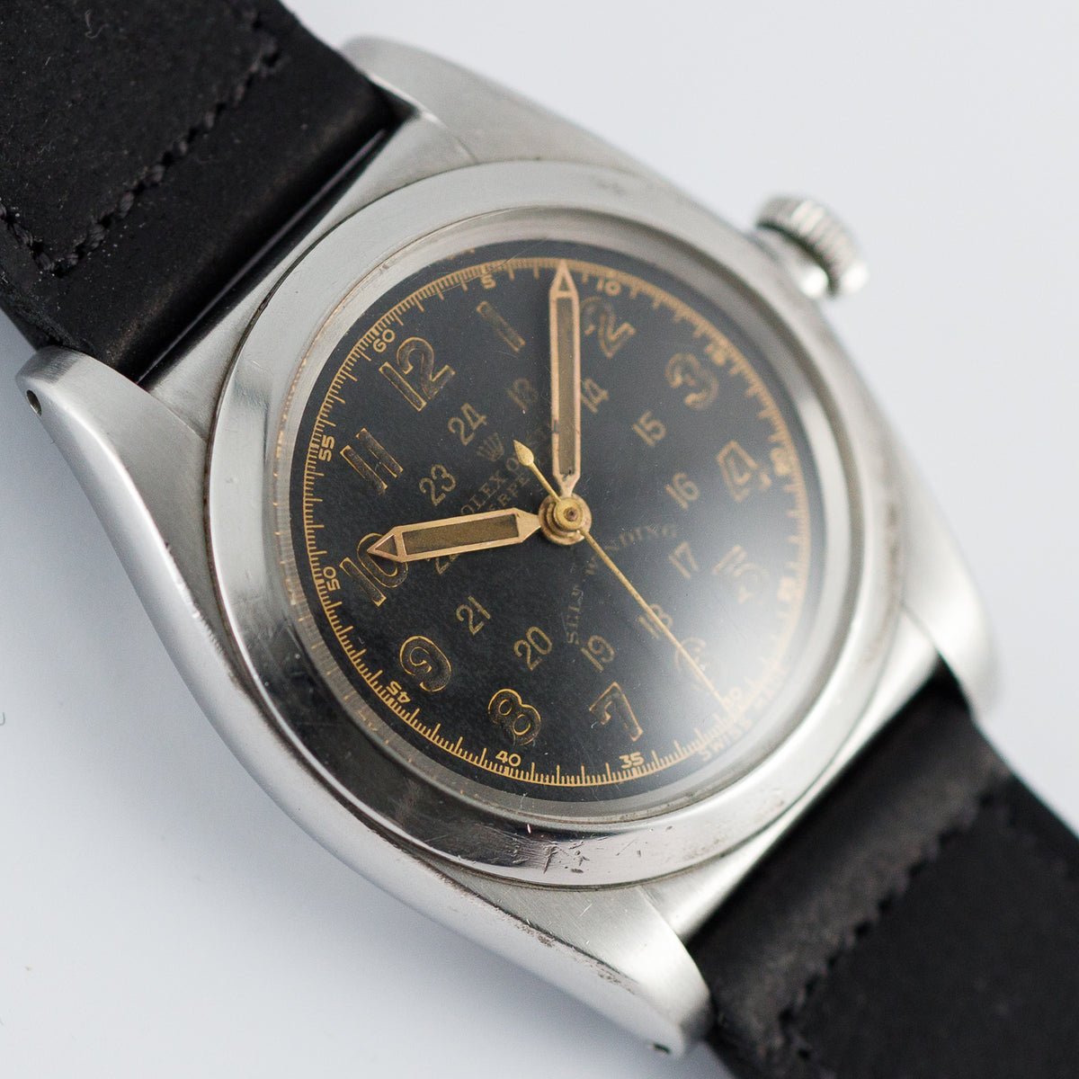 ROLEX Bubble back Black Gilt Majestic Dial