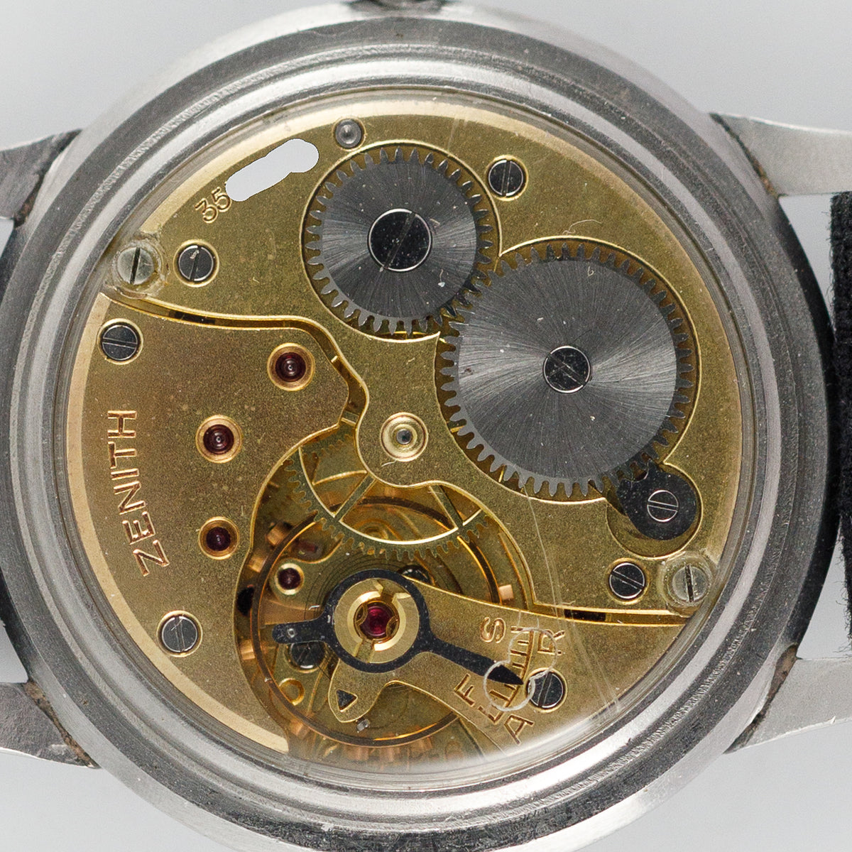 ZENITH Jumbo Case Black Gilt Dial 3 Circle line