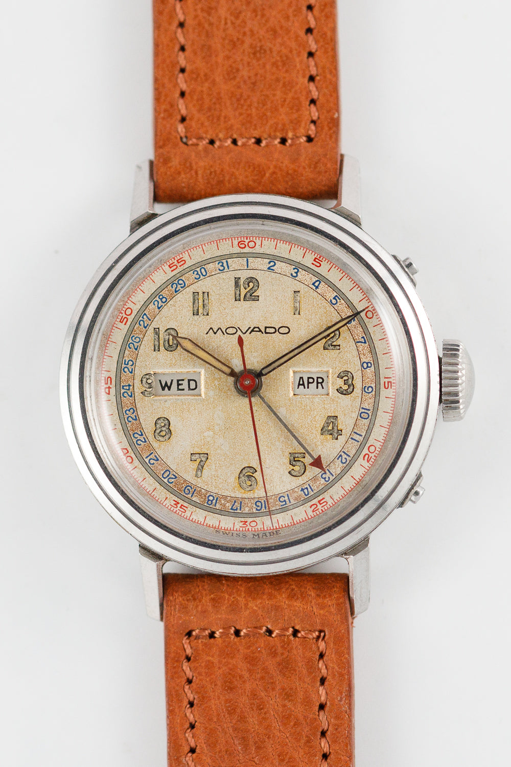 【電池交換済】MOVADO モバード フルカレンダー ポインターデイト 87.03.814 QZ モバード&frasl;トリプルカレンダー&frasl;アイボリーダイヤル&frasl;Movado&frasl;Triple