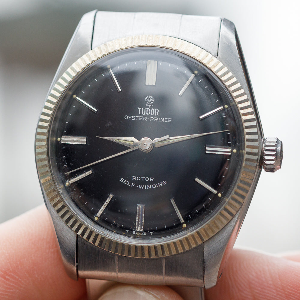 TUDOR OYSTER PRINCE Ref.7965 Earliest Fluted Bezel Black Mirror Dial
