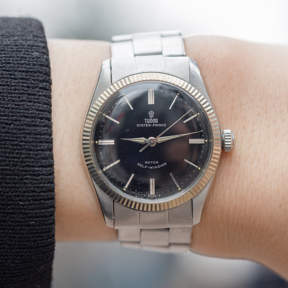 TUDOR OYSTER PRINCE Ref.7965 Earliest Fluted Bezel Black Mirror Dial