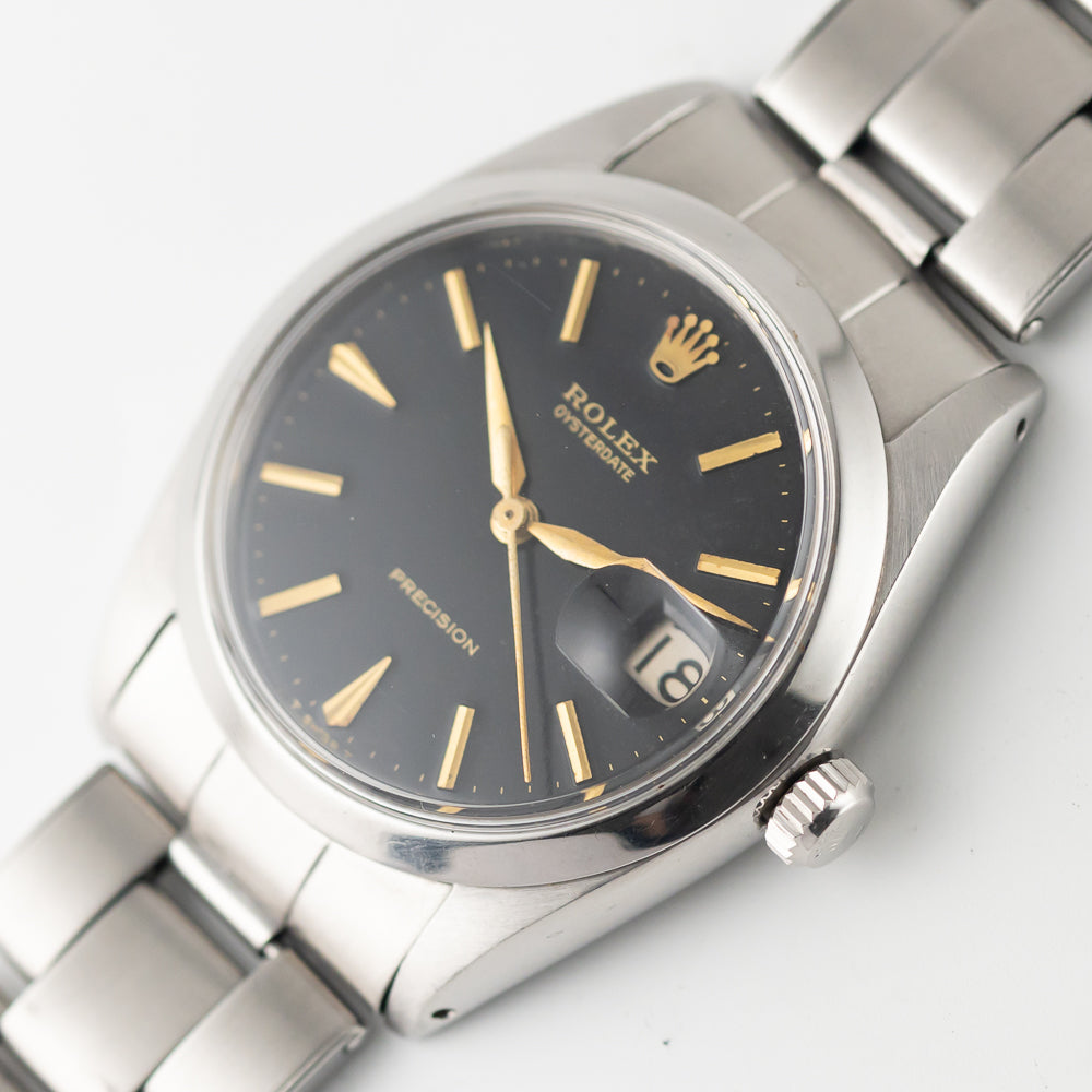 ROLEX OYSTERDATE Re.6694 Black Gilt Dial No Luminous