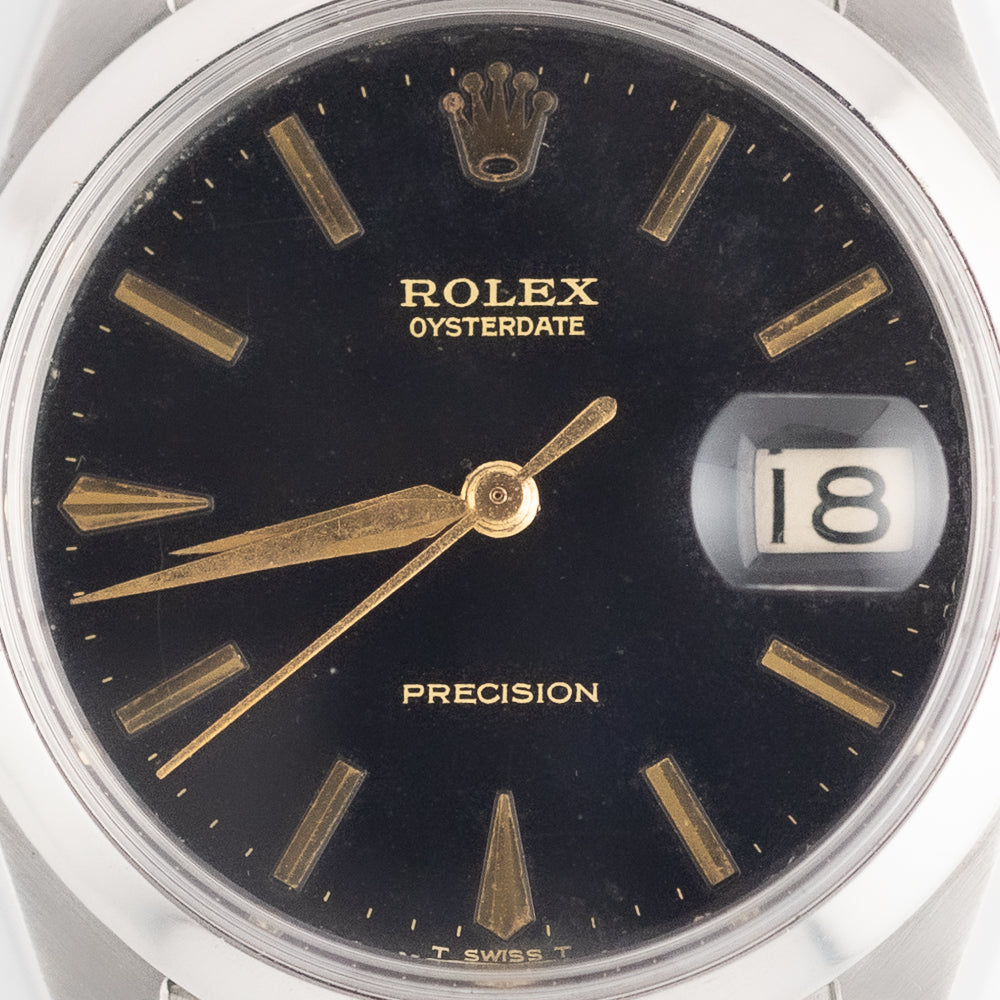 ROLEX OYSTERDATE Re.6694 Black Gilt Dial No Luminous