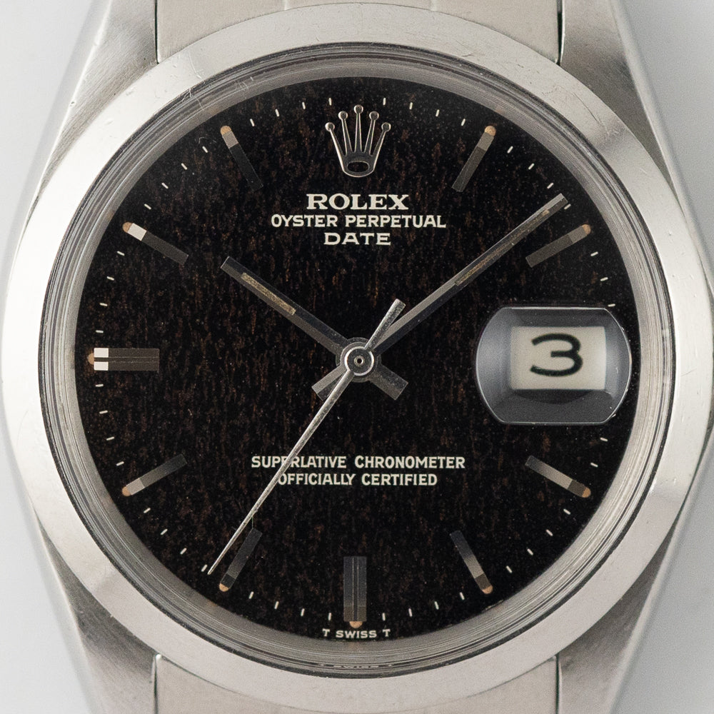 ROLEX OYSTER PERPETUAL DATE Ref.1500 Black Gilt Patina Dial