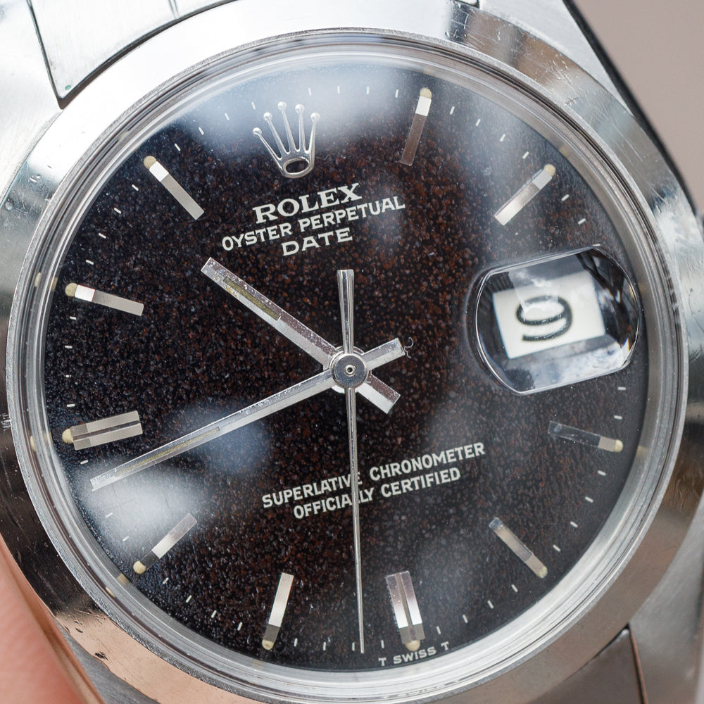 ROLEX OYSTER PERPETUAL DATE Ref.1500 Black Gilt Patina Dial