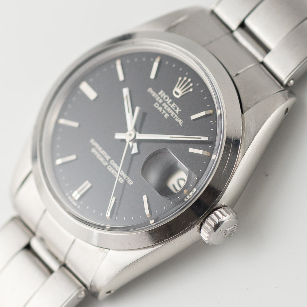 ROLEX OYSTER PERPETUAL DATE Ref.1500 Black Gilt Patina Dial