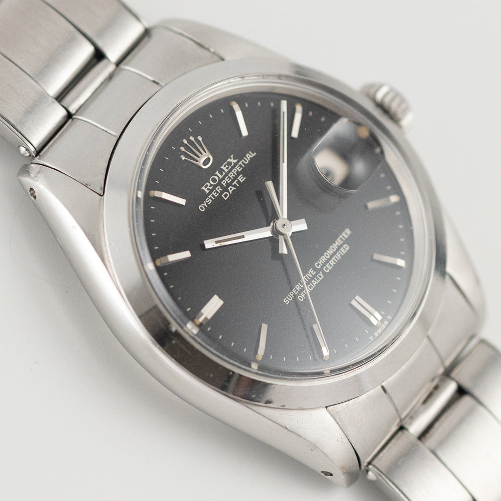 ROLEX OYSTER PERPETUAL DATE Ref.1500 Black Gilt Patina Dial