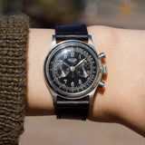 HEUER Valjoux 69 Chronograph Black Gilt Dial