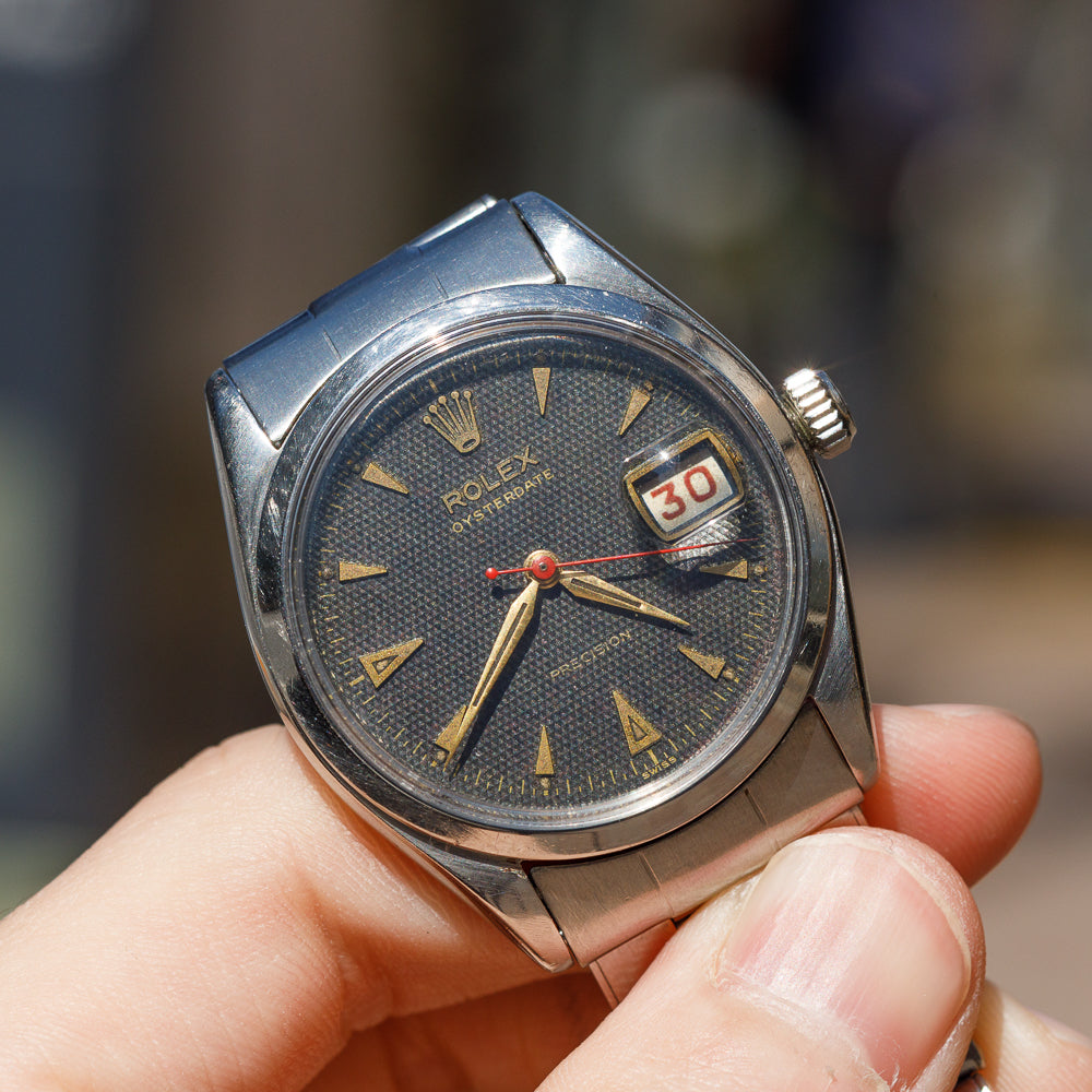 ROLEX OYSTERDATE Ref.6294 Black Guilloche Dial with Expansion Bracelet
